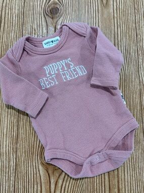 7/$20 Rabbit & Bear Pink Long-Sleeve Baby One-Piece “Puppy's Best Friend" Cotton